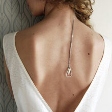 Headband mariée Betty et bijou de dos passementerie ivoire et argent