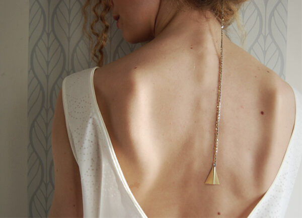 Headband Annabelle or et argent avec bijou de dos ByrdCeeDesign