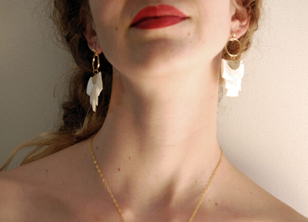 Boucles d'oreilles Ange soie ivoire et or L'Orangerie Bijoux