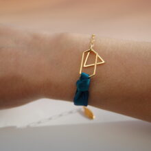 Bracelet Harper soie bleu paon or L’Orangerie Bijoux Made in France