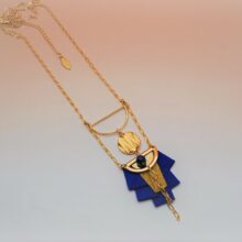 Collier layering Bilal plastron soie beue or L'Orangerie Bijoux