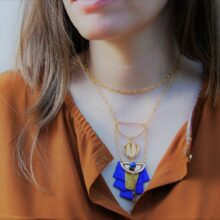 Collier layering Bilal plastron soie beue or L'Orangerie Bijoux