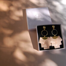 Boucles d'oreilles Céléstine soie or rose irisé L'Orangerie Bijoux