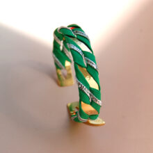 Manchette jonc Lisa or soie vert prairie Made In France