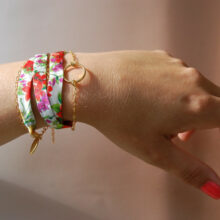 Bracelet soie Romane soie fleurs modulable L’Orangerie Bijoux