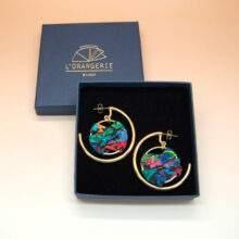 Créoles soie Barbara fleurs fond noir L'Orangerie Bijoux Créoles soie Barbara fleurs fond noir L'Orangerie Bijoux