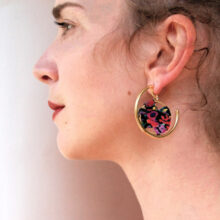 Créoles soie Barbara fleurs fond noir L'Orangerie Bijoux Créoles soie Barbara fleurs fond noir L'Orangerie Bijoux