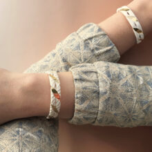 Jonc Ghazal lamé de soie champagne et or bijou mariage L'Orangerie Bijoux en soie Lyon Créateur Made in France