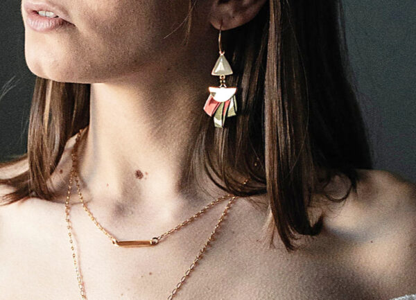 Boucles d'oreilles Françoise blanches soie fleurs rouge vert blanc