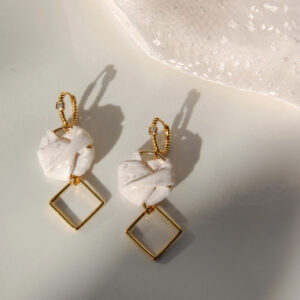 Boucles d'oreilles Eugénie soie blanche doré L'Orangerie Bijoux