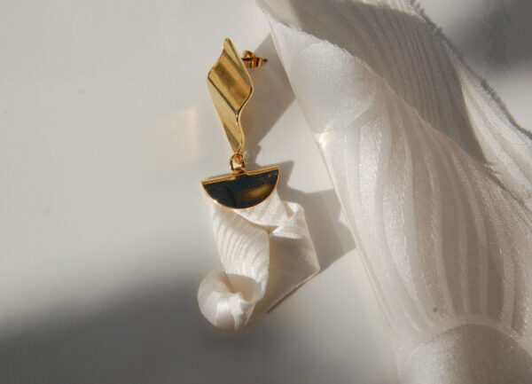 Boucles d'oreilles Legato soie blanche doré L'Orangerie Bijoux