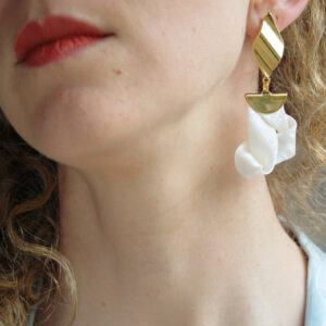 Ear cuff Stacatto soie blanche doré L'Orangerie Bijoux