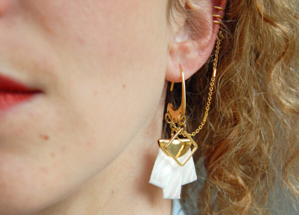 Ear cuff Staccato soie blanche doré L'Orangerie Bijoux