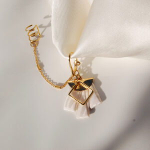 Ear cuff Staccato soie blanche doré L'Orangerie Bijoux